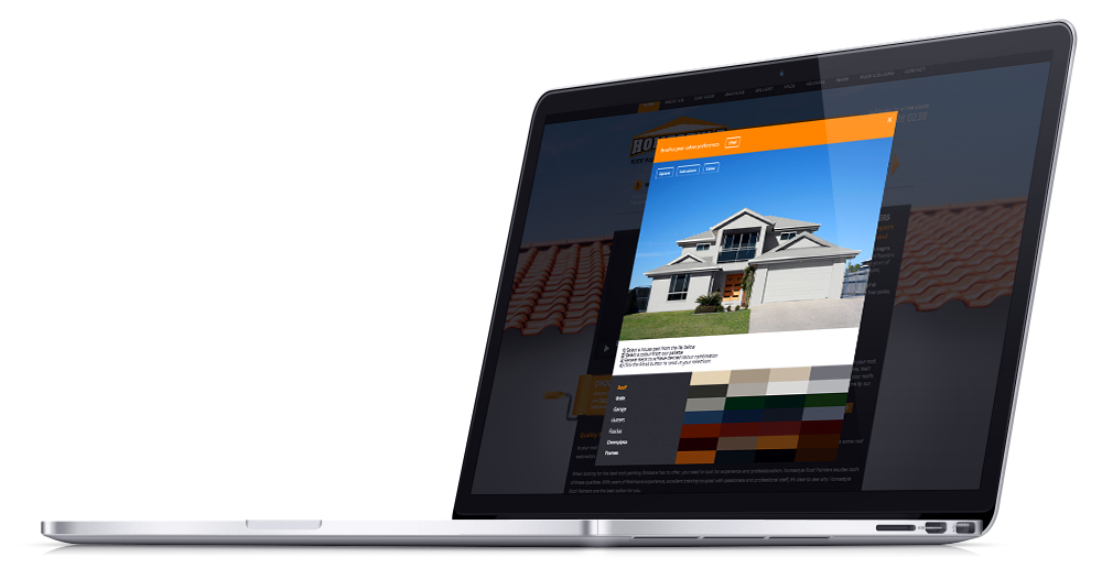 Laptop with screen showing roof restoration on home in Sunshine Coast